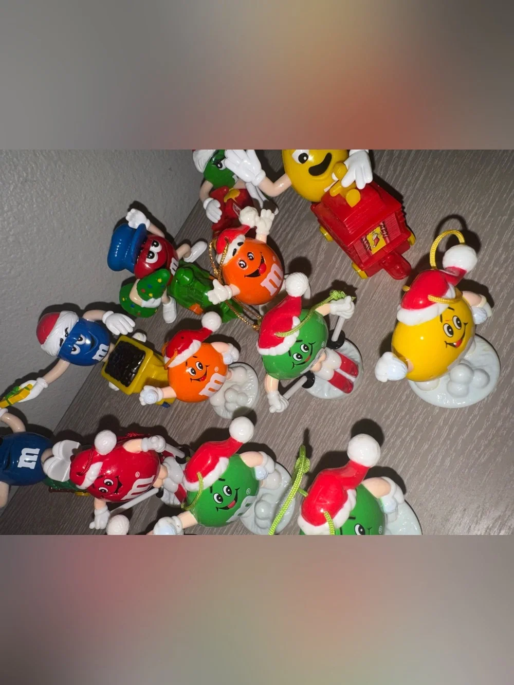 Vintage M&Ms Christmas Topper Ornaments & Express Decorative Train lot
